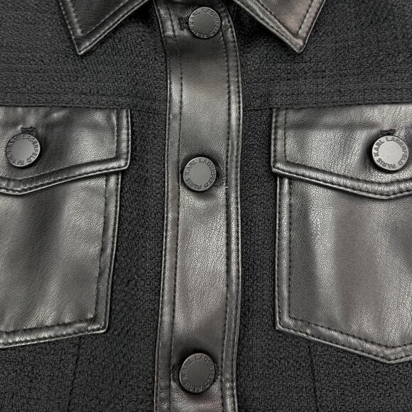 KARL LAGERFELD Tweed Faux Leather Trim Jacket Size 4 - Picture 3 of 7